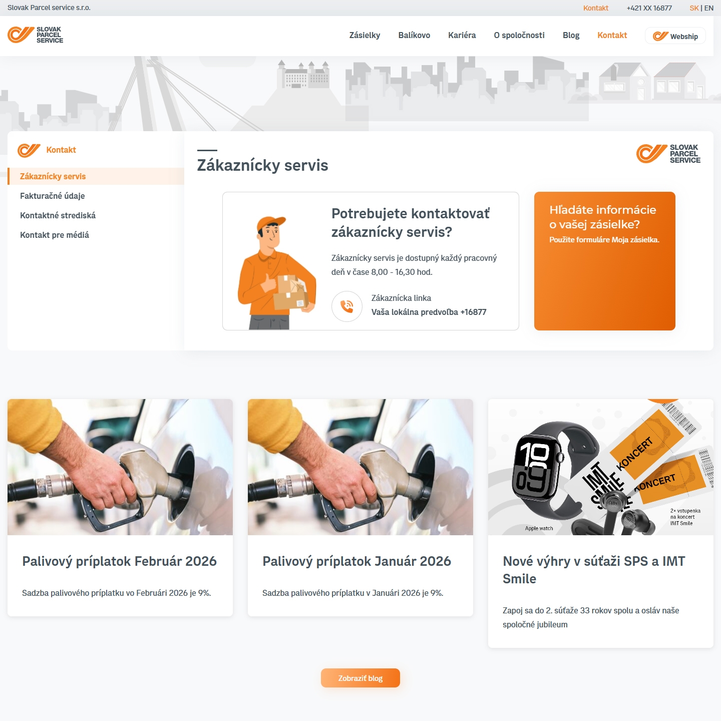 Slovak Parcel Service kontakt