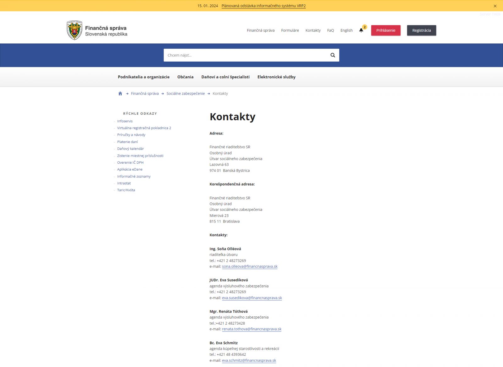 Finančná správa kontakt