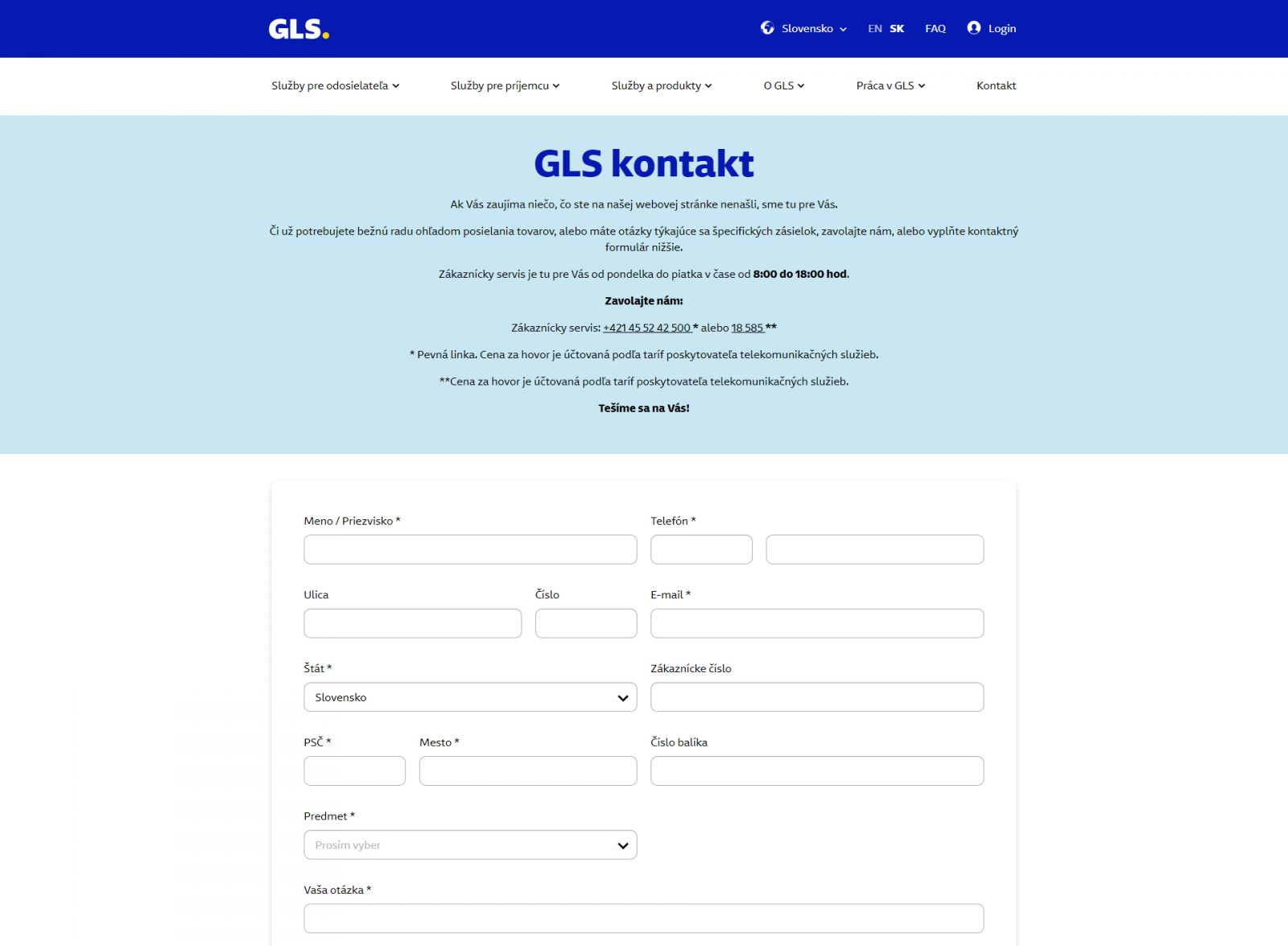 GLS kontakt