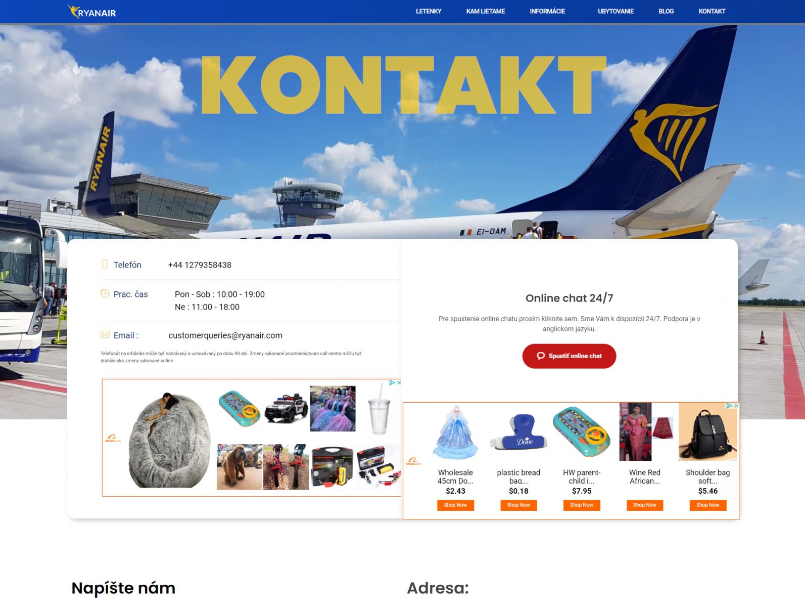 Ryanair kontakt