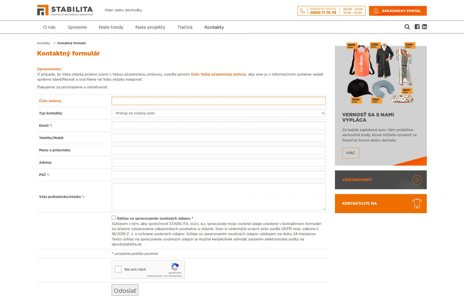 Stabilita kontakt